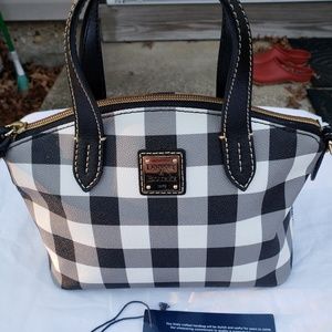 DOONEY AND BOURKE BLK/WHT SATCHEL EUC CHK DESCRPT